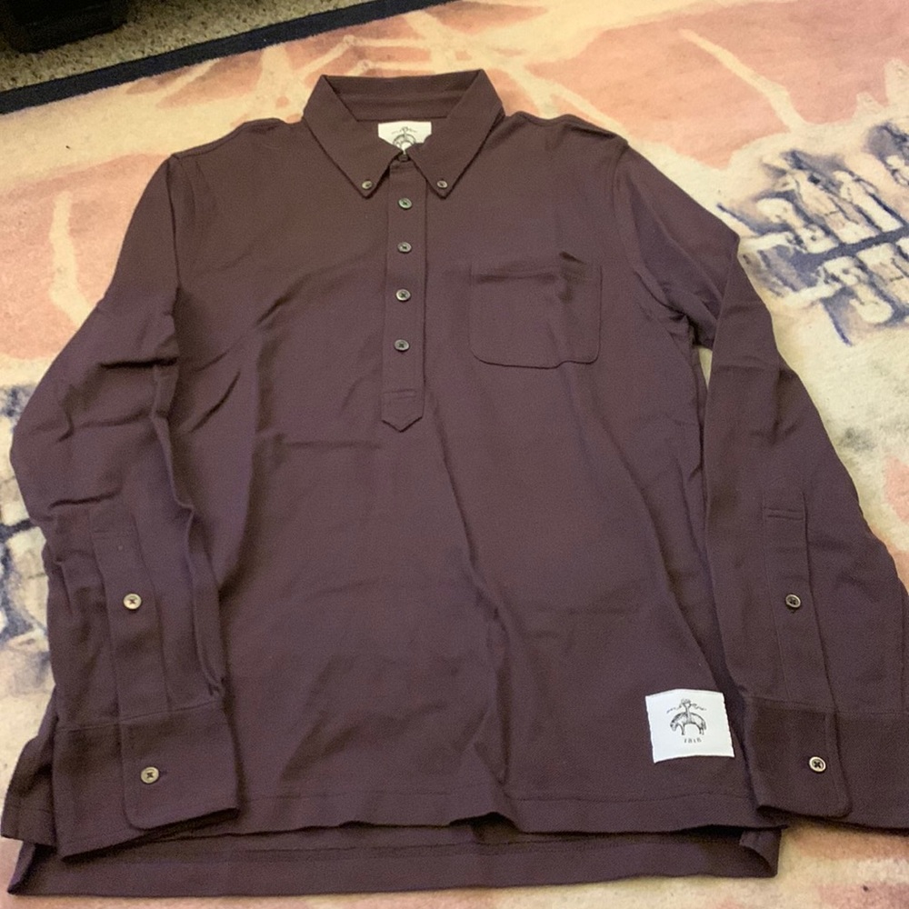 Brooks Brothers mens long sleeve polo Thom Browne Black Fleece BB2 mens medium